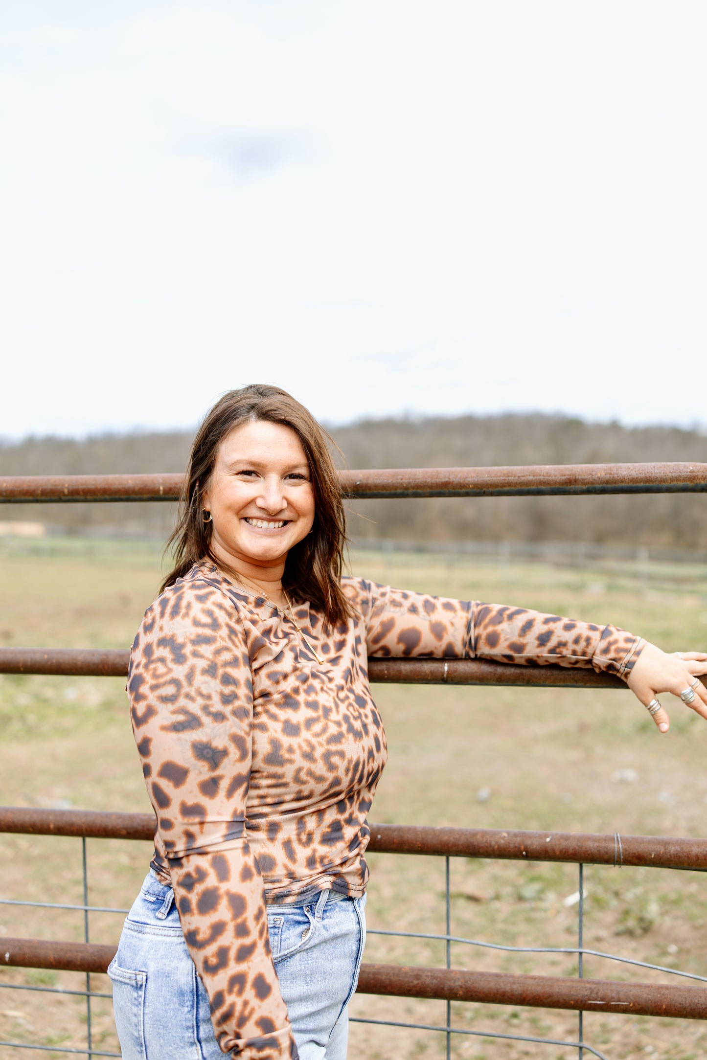 Sharon Cheetah Mesh Top