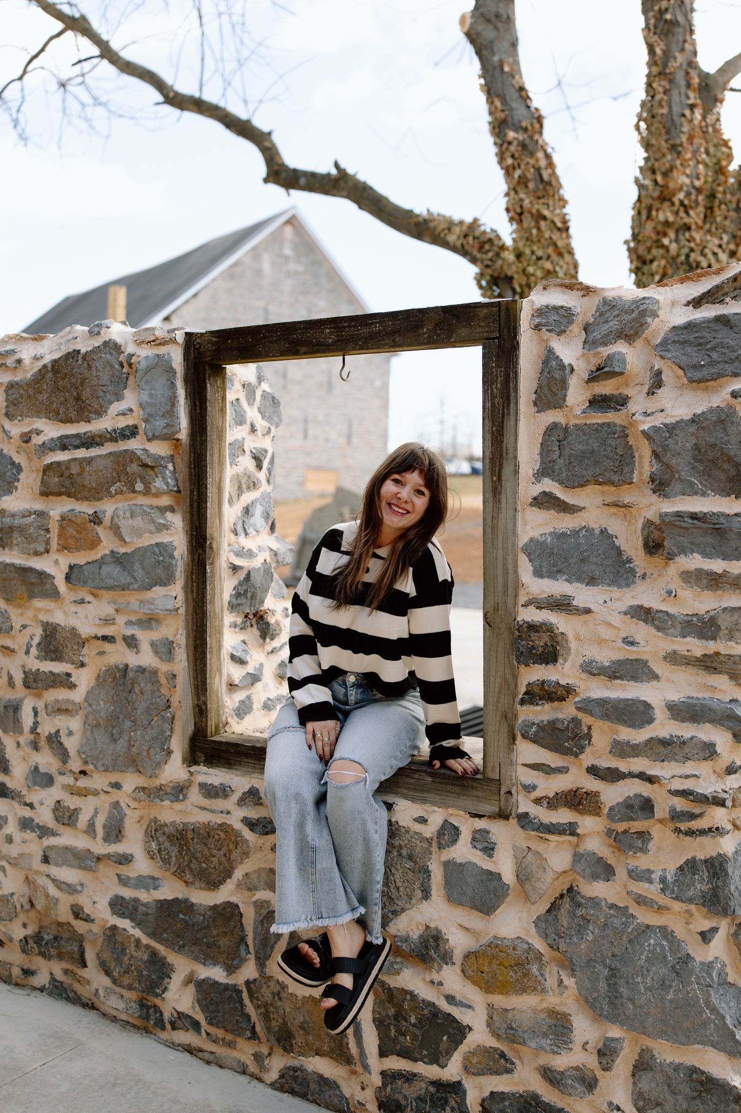 Farah Striped Knit LS