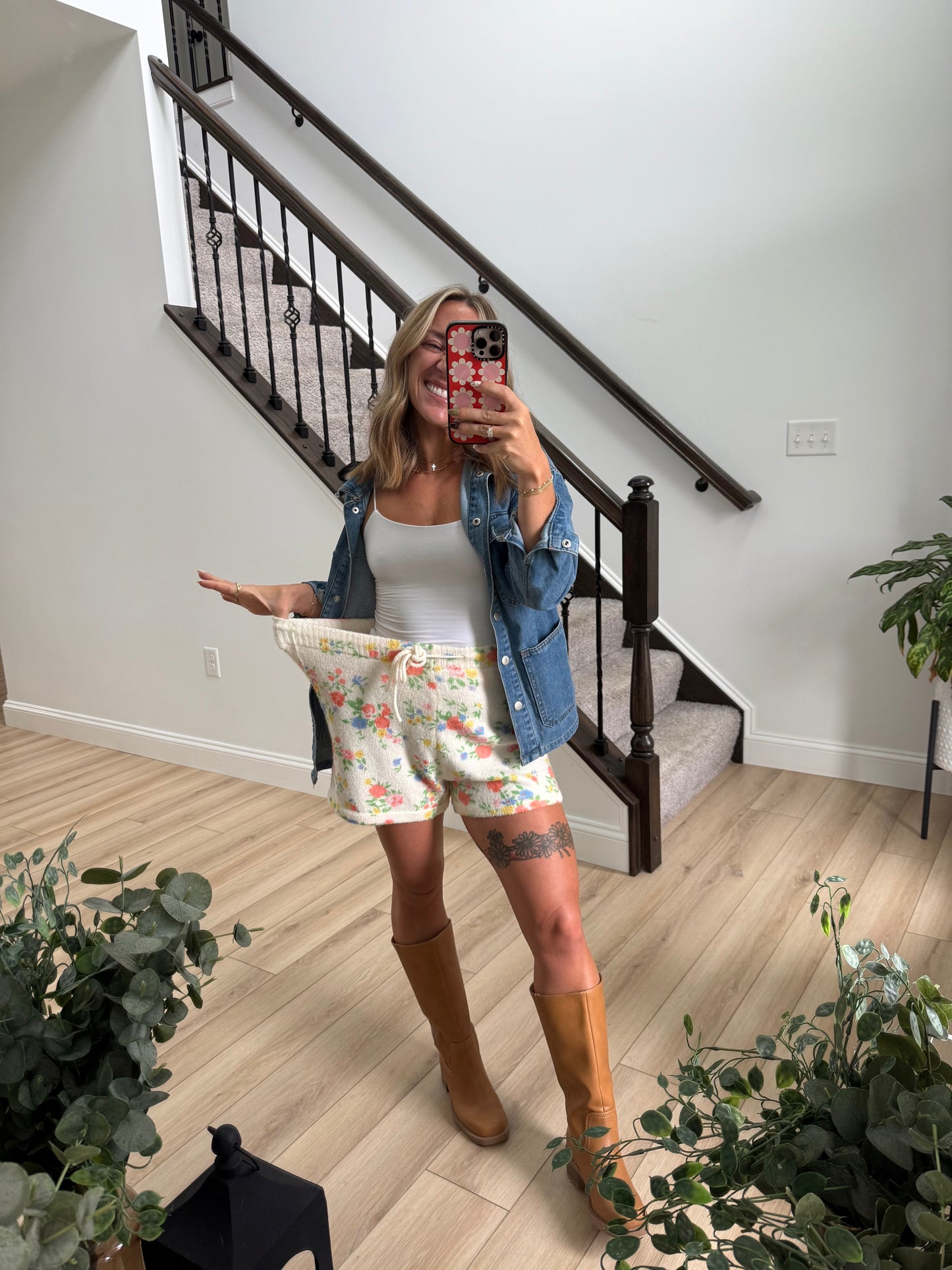 Amanda Floral Sweater Shorts