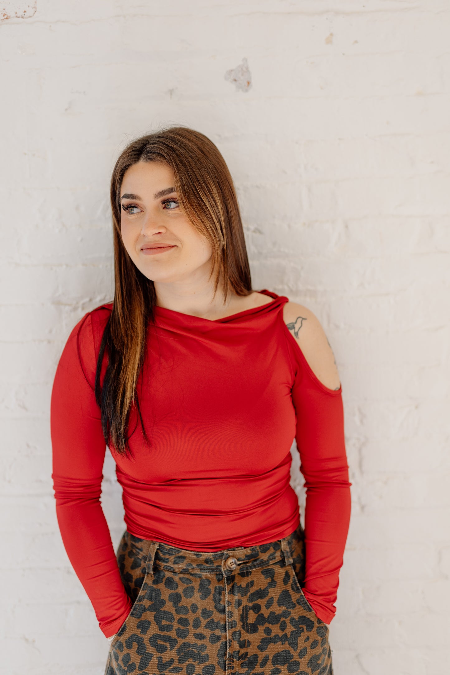 Luna Asymmetric Cutout Shoulder Top