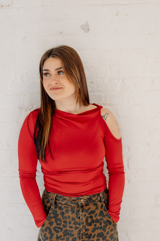 Luna Asymmetric Cutout Shoulder Top