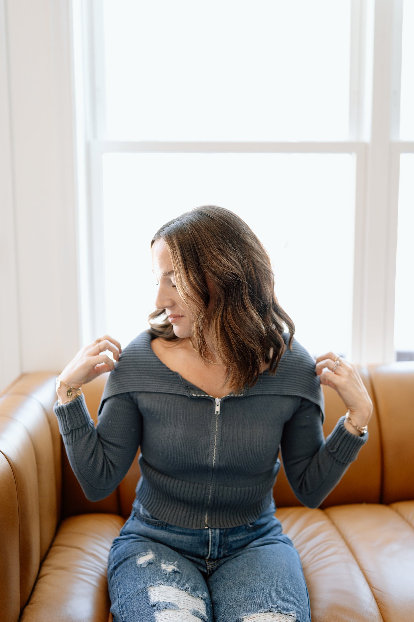 Iris Zip Up Sweater Cardigan