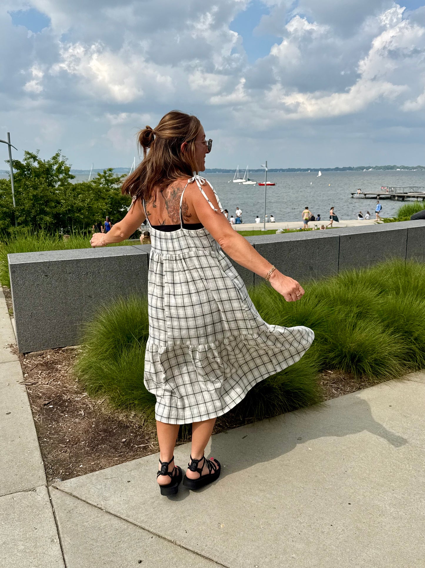 Luca Plaid Tie Strap Dress