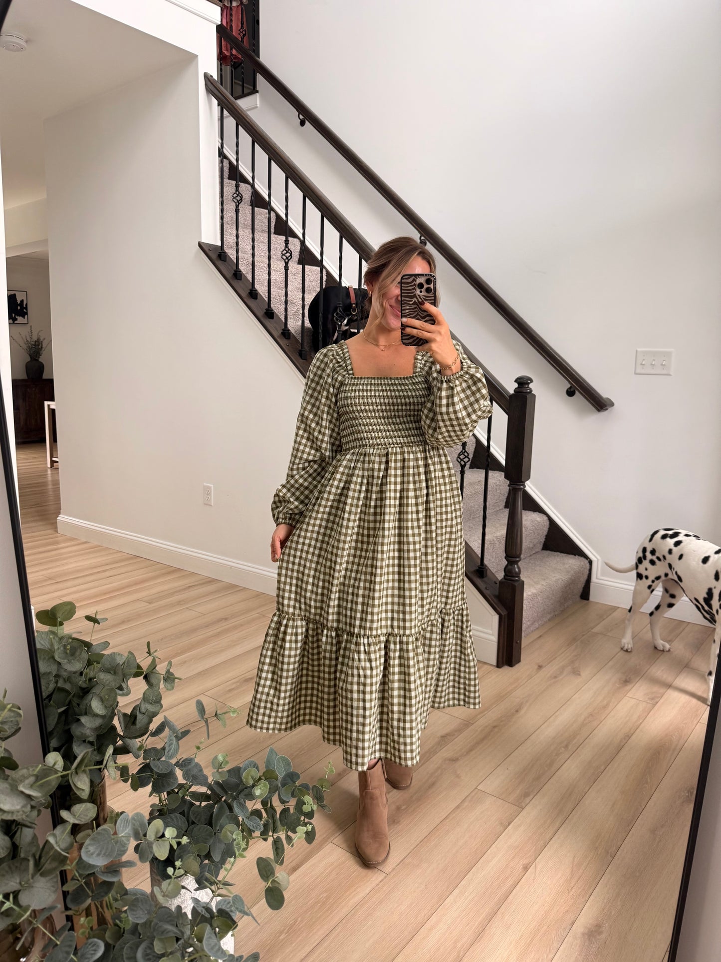 Alina Gingham Midi Dress