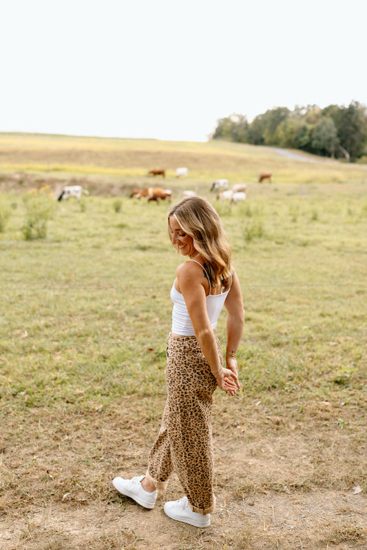 Leopard Barrel Jean