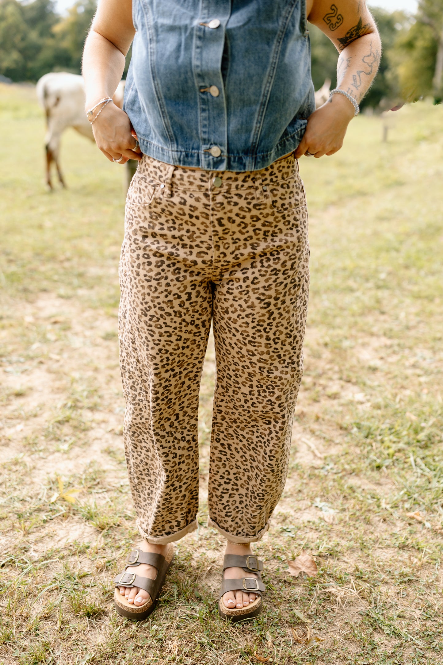 Leopard Barrel Jean