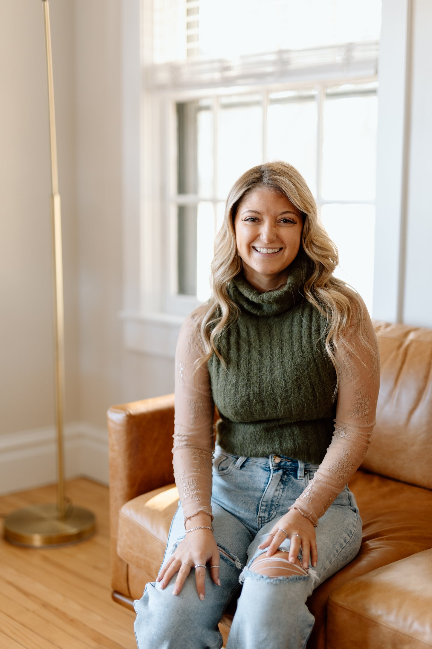 Auburn Blaze Sheer Long Sleeve Top