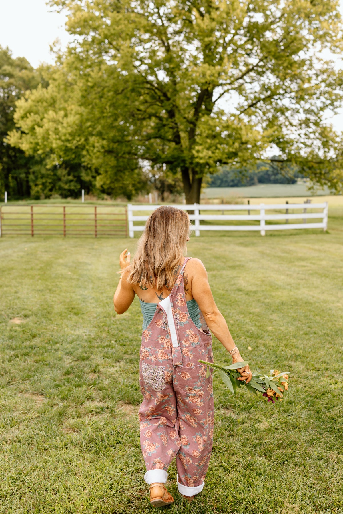 Ann Patchwork Barrel Overalls