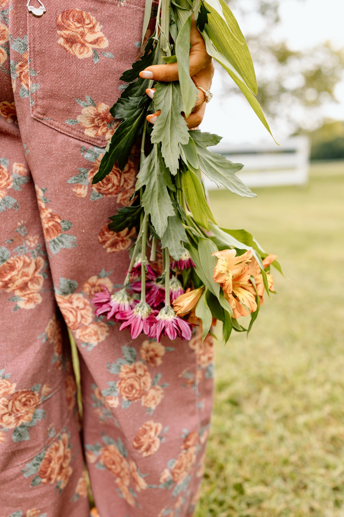 Ann Patchwork Barrel Overalls