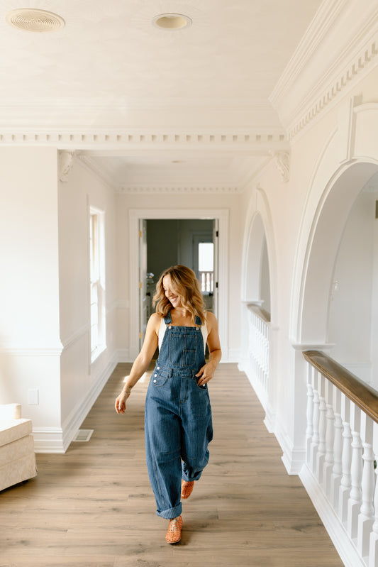 Meadow Striped Barrel Overalls