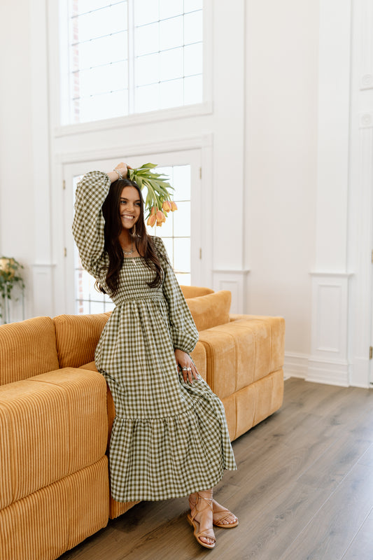 Alina Gingham Midi Dress