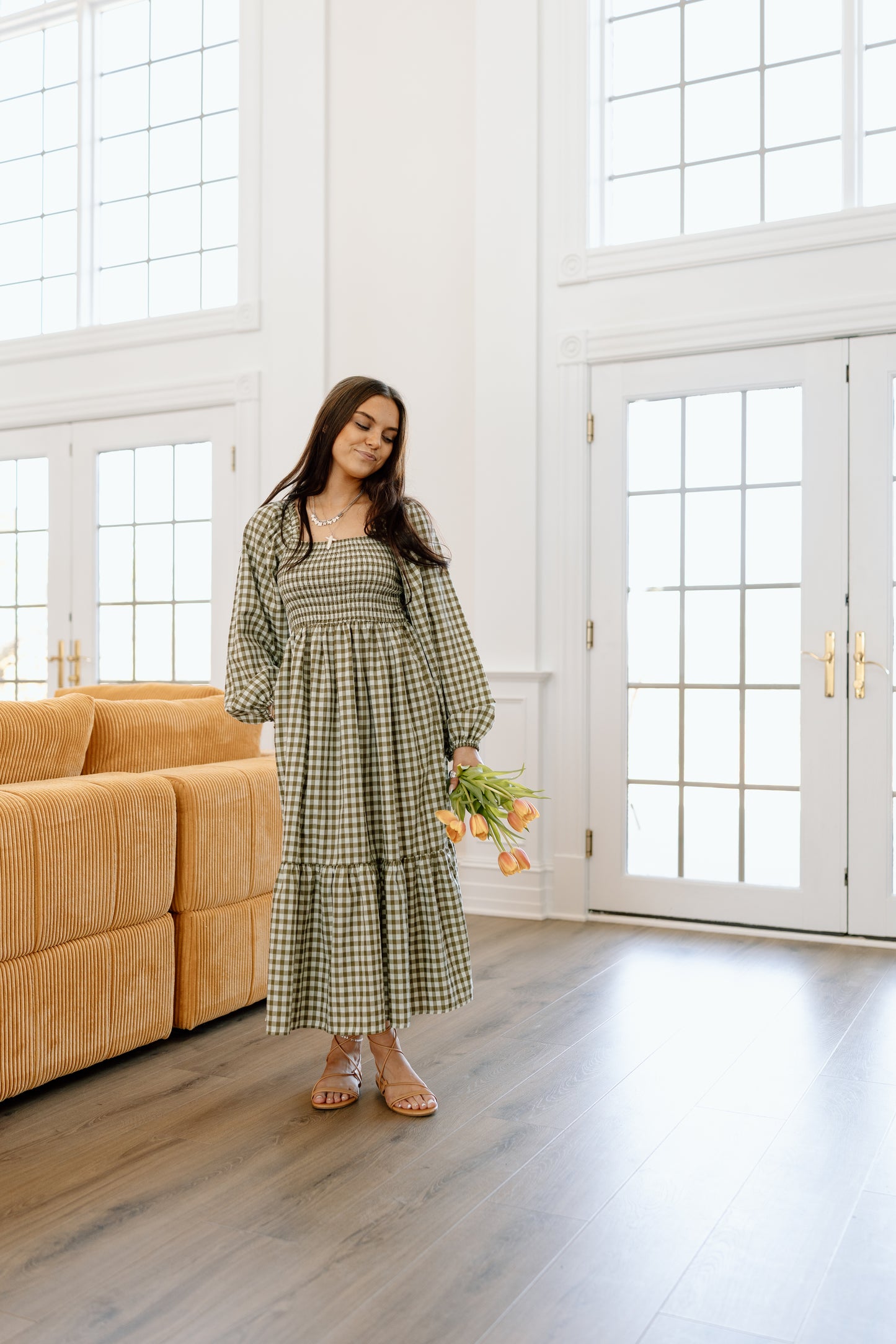 Alina Gingham Midi Dress