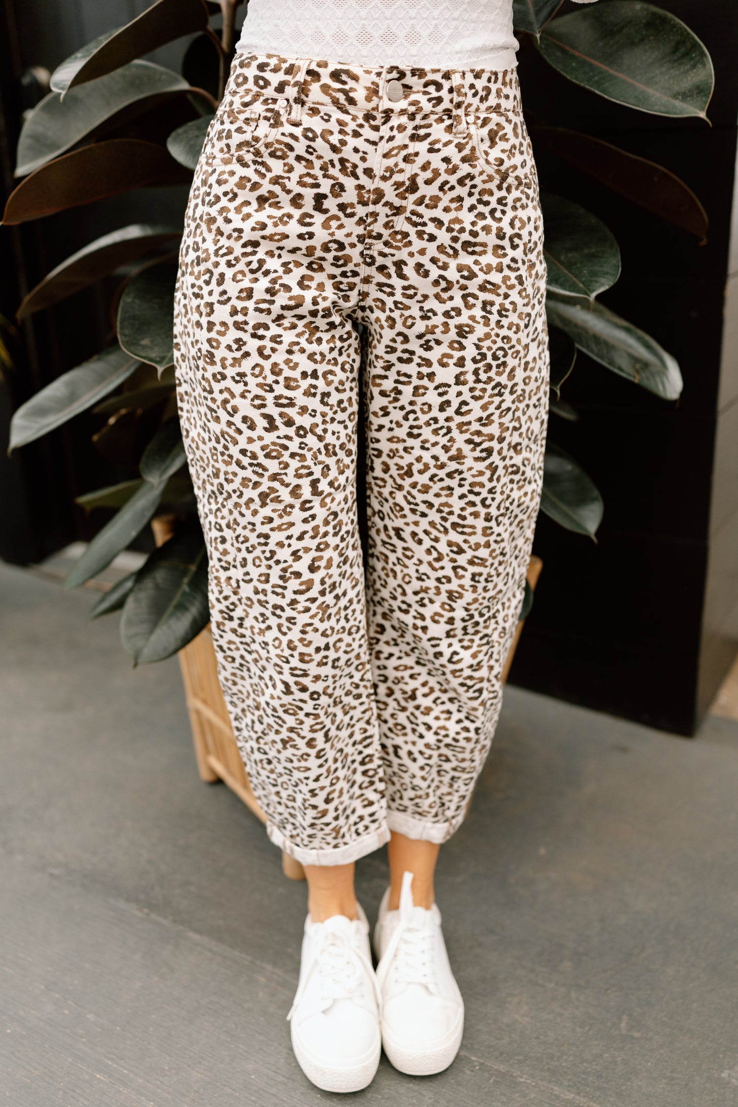 Leopard Barrel Jean