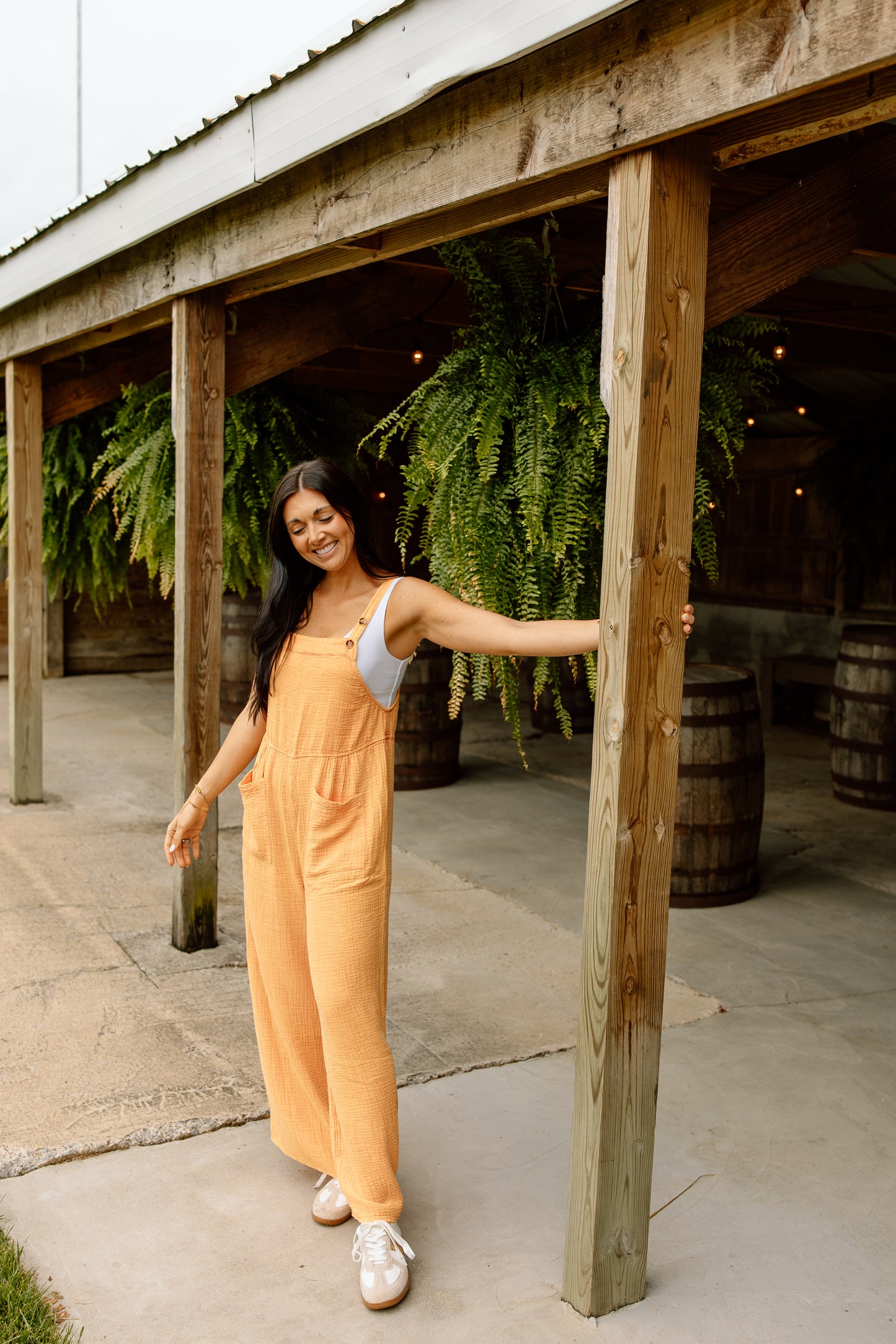 Rose Gauze Overalls