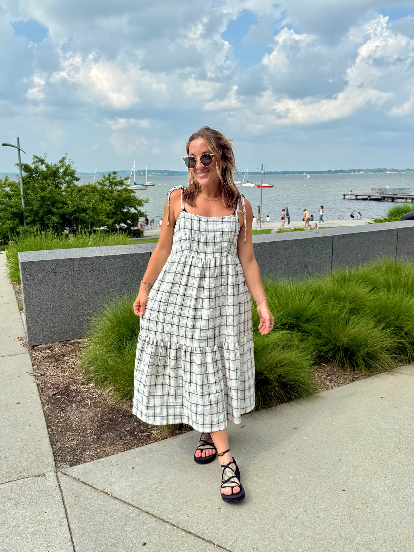 Luca Plaid Tie Strap Dress