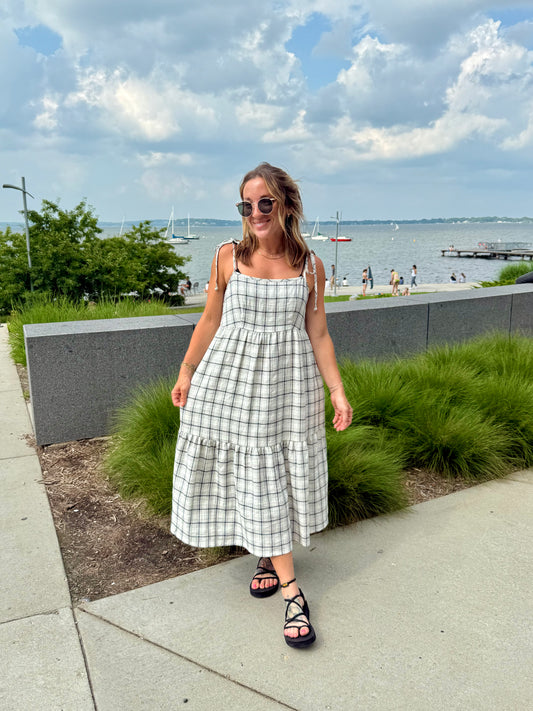 Luca Plaid Tie Strap Dress