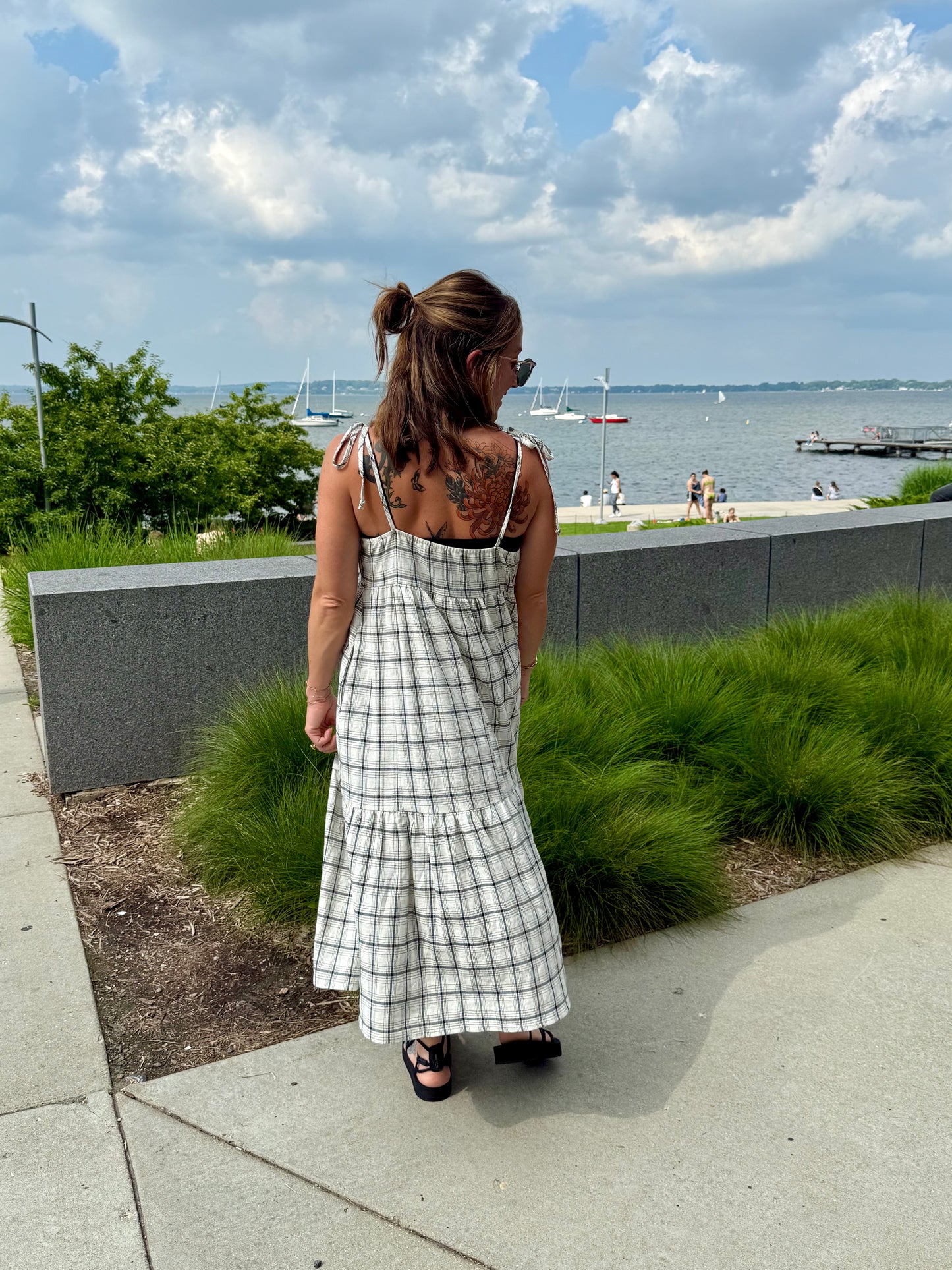 Luca Plaid Tie Strap Dress