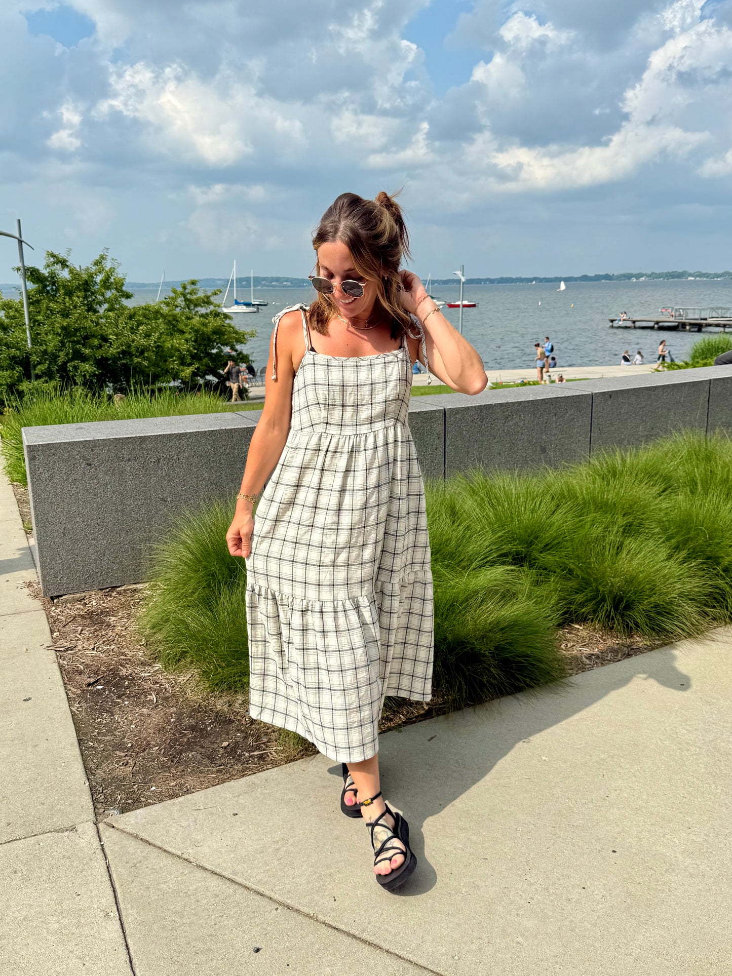 Luca Plaid Tie Strap Dress