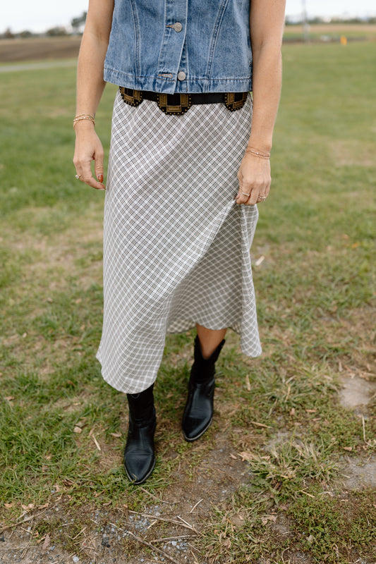 Mona Plaid Midi Skirt