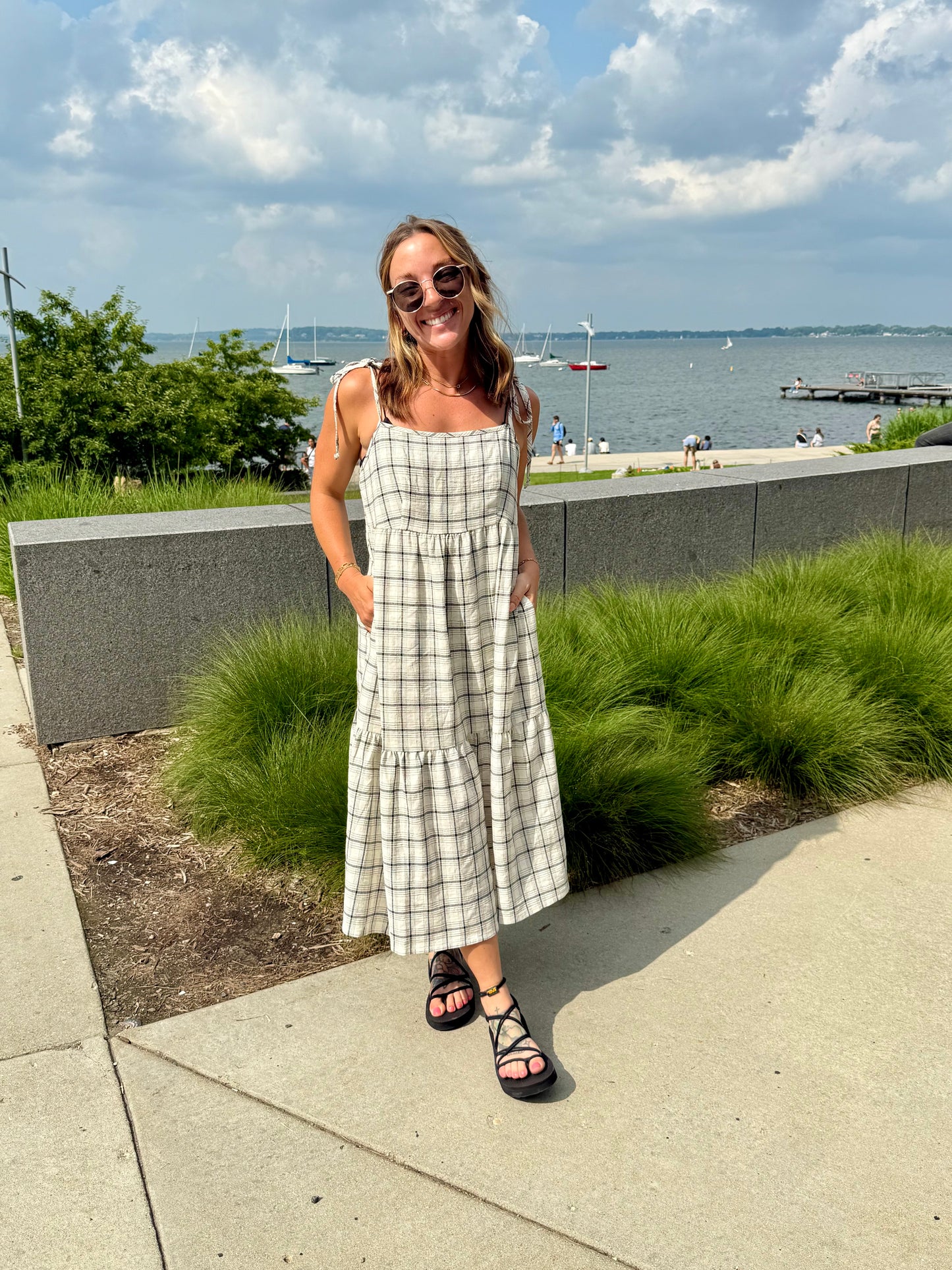 Luca Plaid Tie Strap Dress