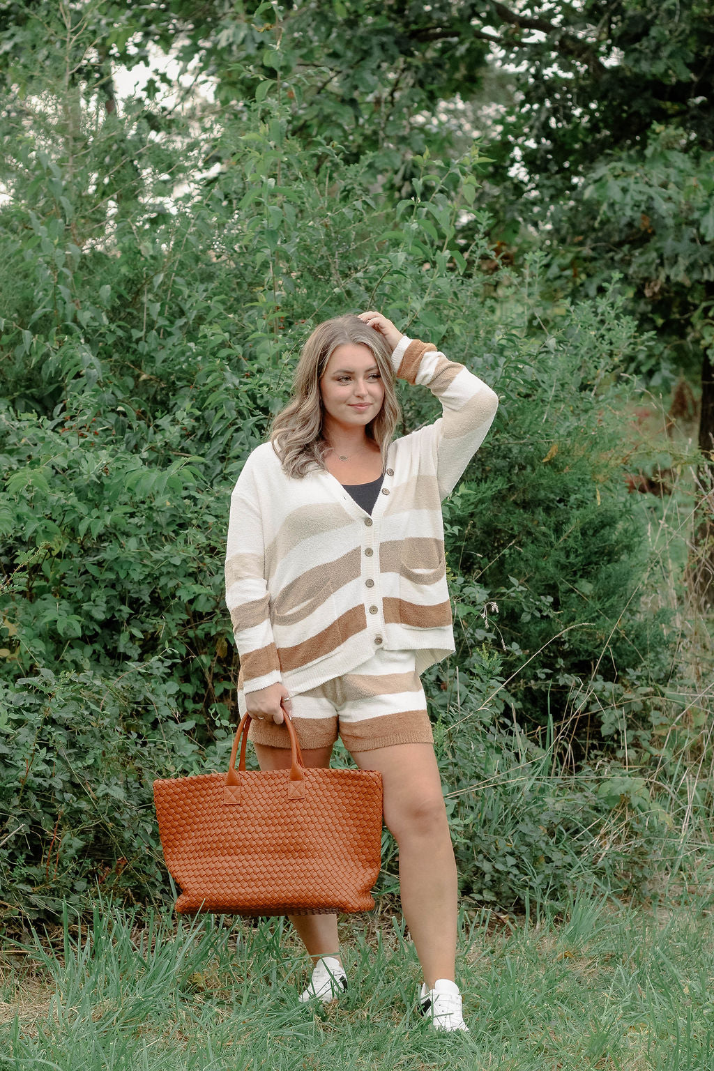 Coffee & Cream Shorts and Cardigan Set