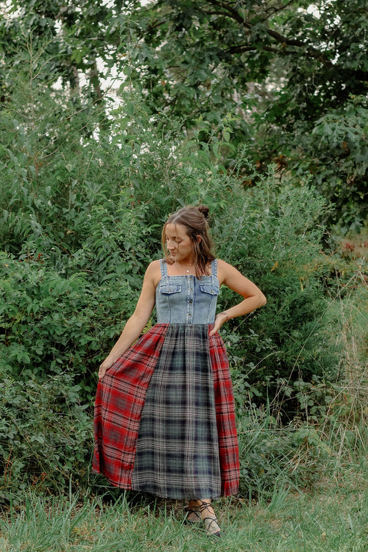 Follow My Lead Plaid Midi Dress