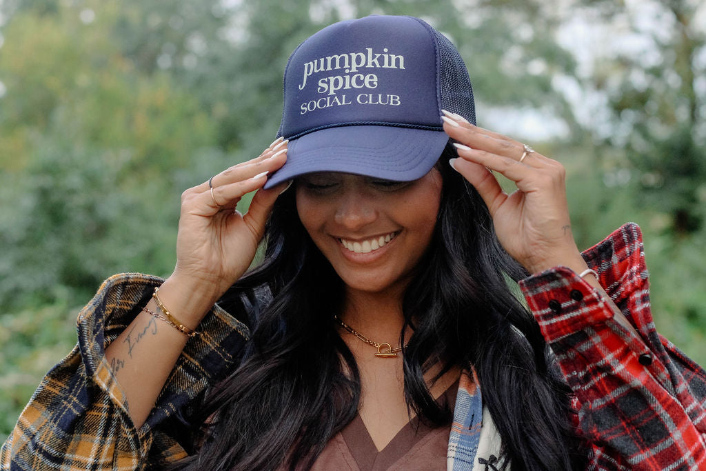 Pumpkin Spice Trucker Hat (navy)