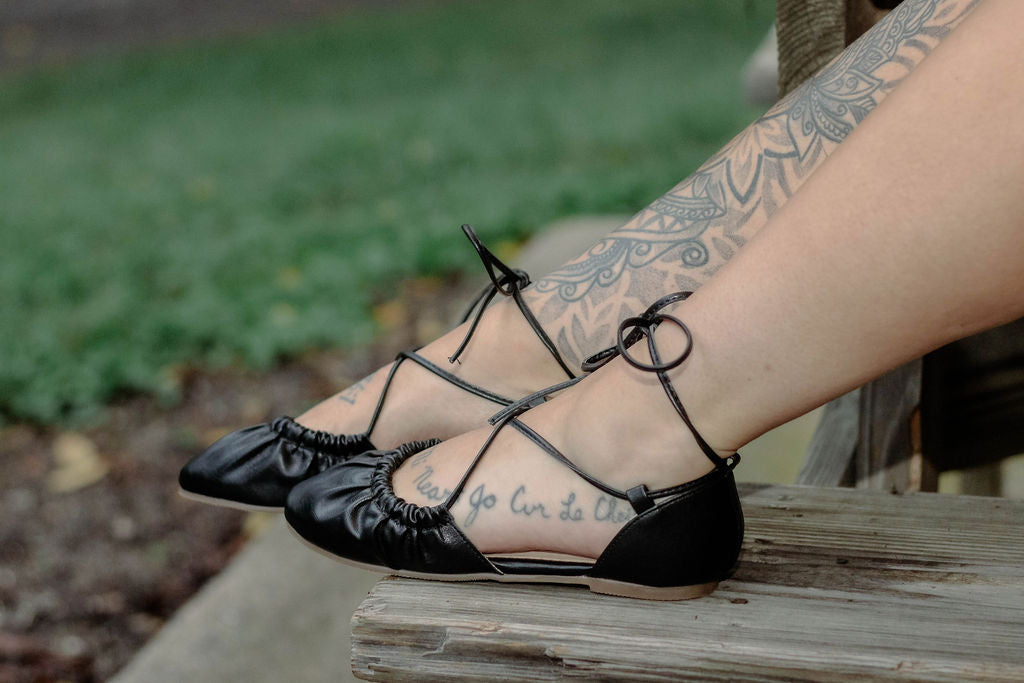 Lainey Lace Up Ballet Flats