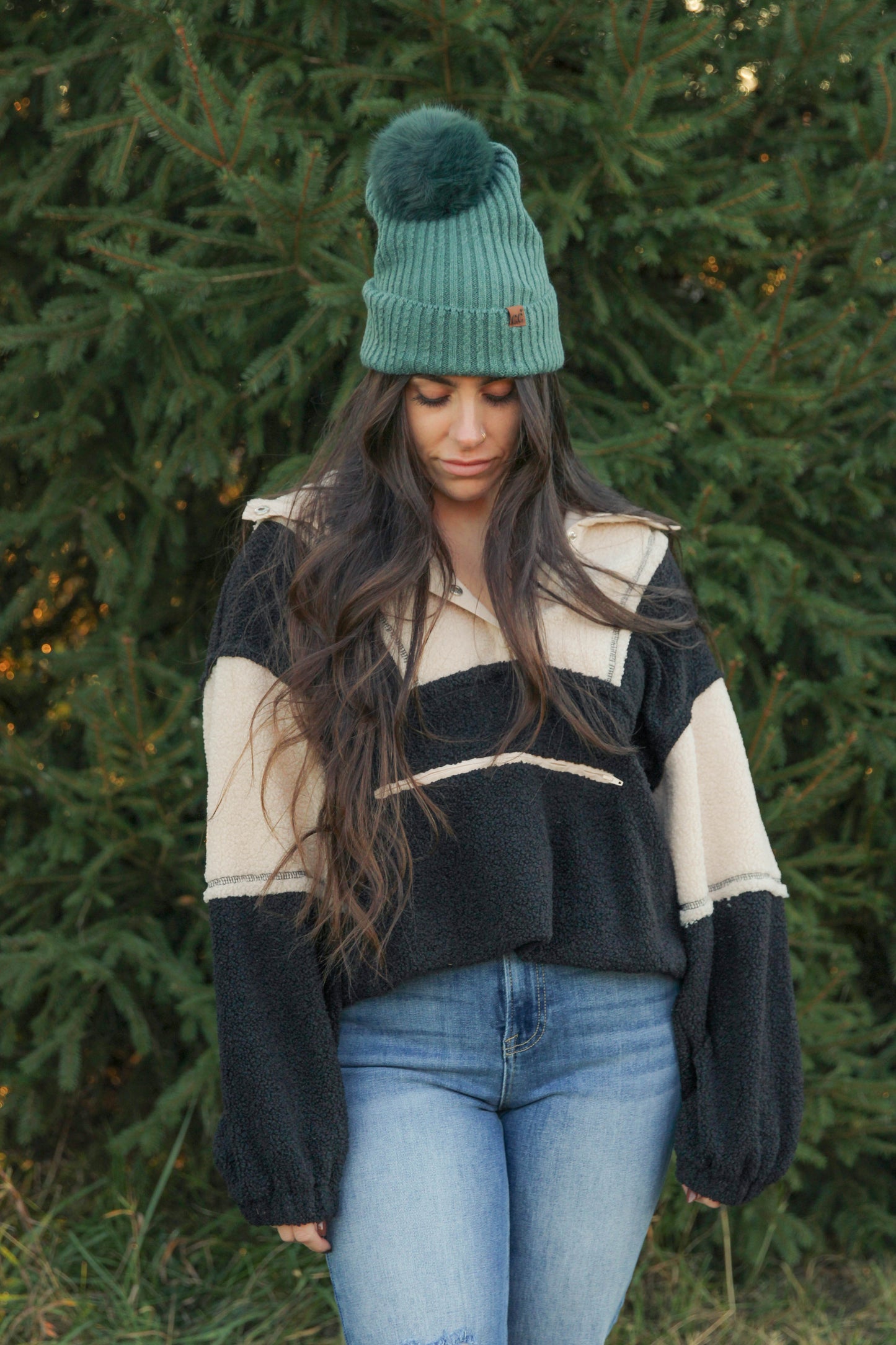 Winter Pine Pom Beanie