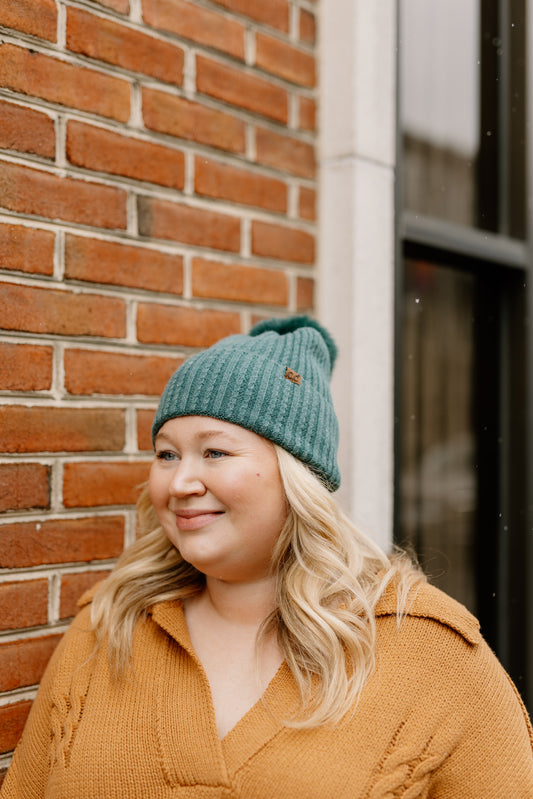 Winter Pine Pom Beanie