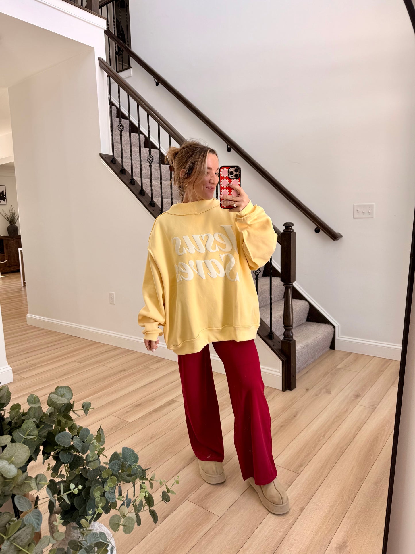 JESUS SAVES Puff Mockneck Sweatshirt